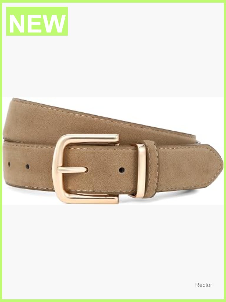Chunky Suede Belt With Gold Buckle - 1.3 Inch Wide Waist Belt